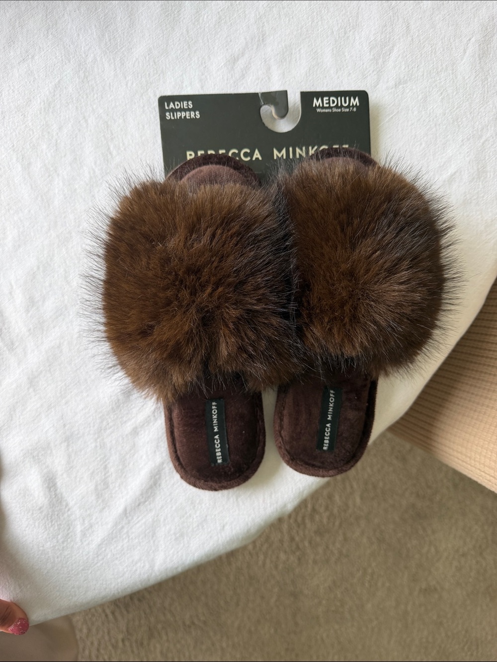 Faux Fur Slide Slippers - Brown REBECCA MINKOFF- medium size - Picture 7 of 7